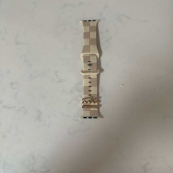 Checkered Beige Watch Strap with charms - Picture 1 of 1